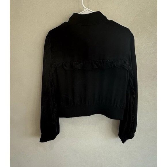 Tibi 100% Silk Jacket in Black Women’s Medium M Zip Up Long Sleeve Top Blouse - Picture 4 of 5